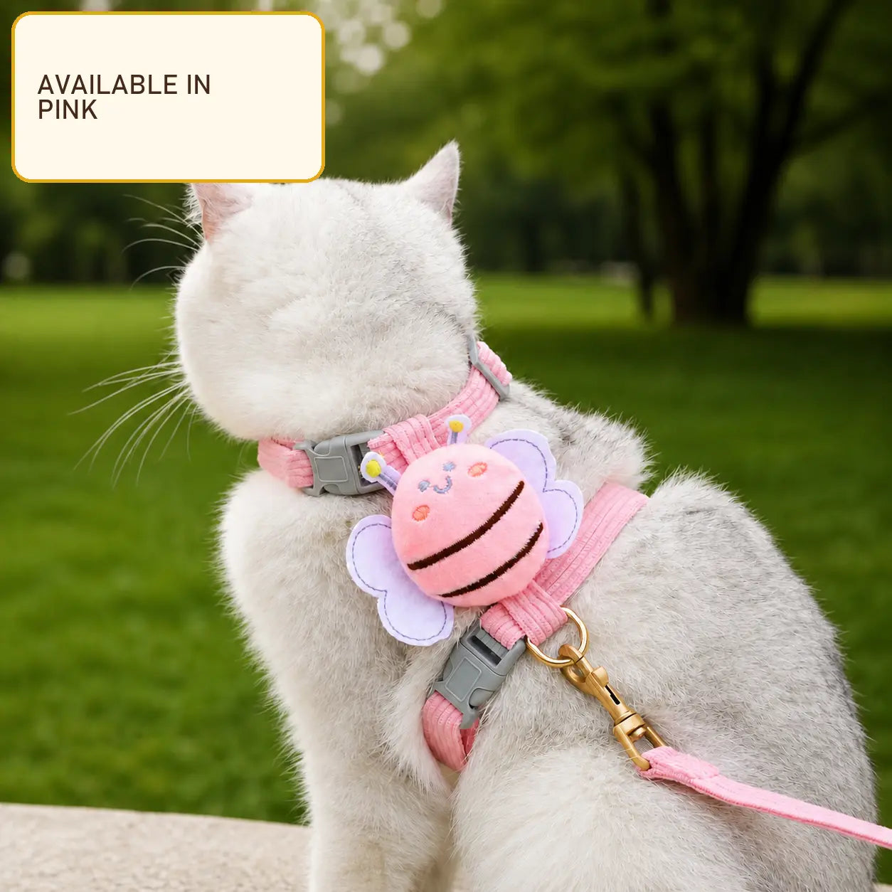 Ihubei Adorable Cat Bee Costume Adjustable Safety Harness & Leash Set - Anti-Escape, Soft Fabric, Lightweight, Sturdy Lock, Safe Walks for Small/Medium Cats, Rabbits (Leads & Harnesses), Set Includes