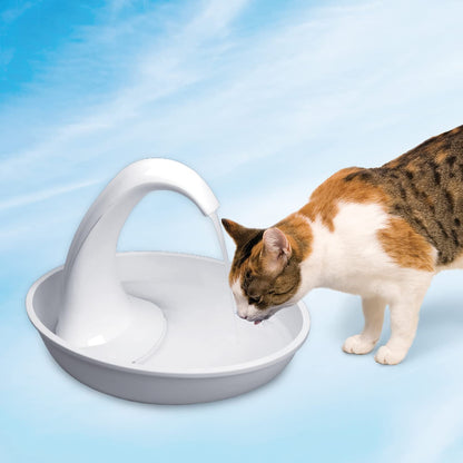 Swan Pet Drinking Fountain for Cats and Dogs - 80Oz Capacity, Great for Multiple Pets – Great for Pets Who Love the Faucet - Bubbler and Bowl Dispenser Design Keeps Water Moving