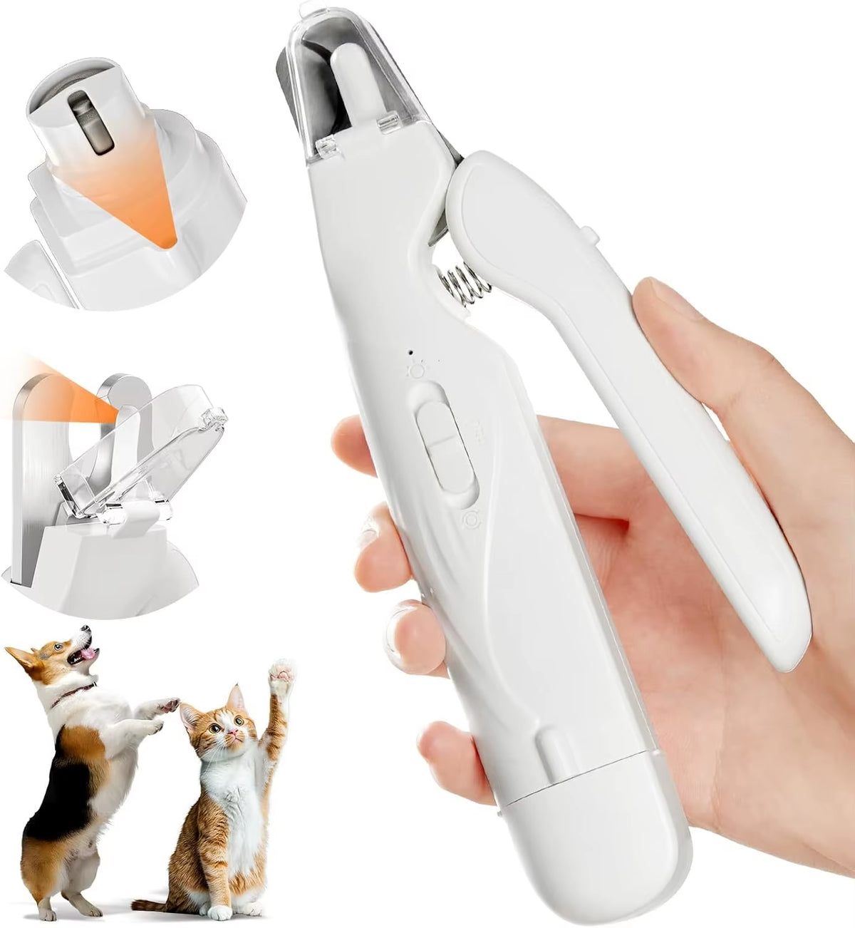 Pet Nail Clippers, Quiet Pet Nail Grinder with 2 LED Lights for Large Medium Small Puppy Dogs and Cats, Pet Nail Grooming Tool