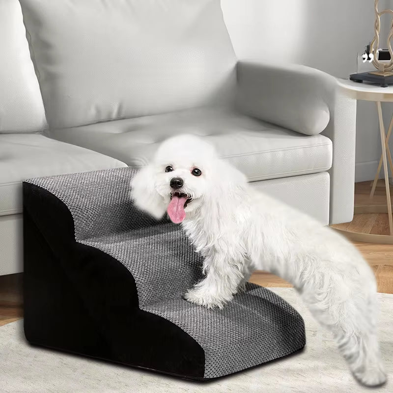 Pet 2/3 Step Dog Stair Cat Pet Ramp Ladder Washable Non Slip Removable Memory Foam Pet Products Ramp for Dog Pet Stairs for Dogs
