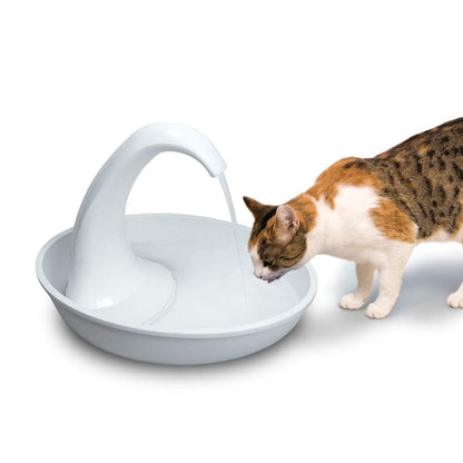 Swan Pet Drinking Fountain for Cats and Dogs - 80Oz Capacity, Great for Multiple Pets – Great for Pets Who Love the Faucet - Bubbler and Bowl Dispenser Design Keeps Water Moving
