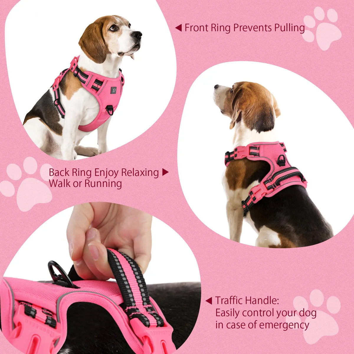 No-Pull Dog Harness and Leash Set (2 Pcs/Set), Leash Included, Reflective Adjustable Harness with Chest Strap and Handle, Escape-Proof Soft-Padded Pet Vest for Small to Large Dogs #GLOBAL PICKS