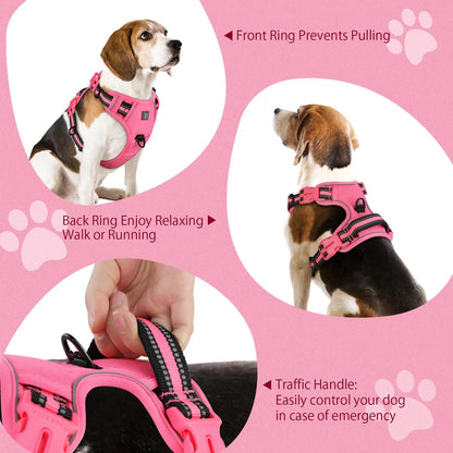 No-Pull Dog Harness and Leash Set (2 Pcs/Set), Leash Included, Reflective Adjustable Harness with Chest Strap and Handle, Escape-Proof Soft-Padded Pet Vest for Small to Large Dogs #GLOBAL PICKS