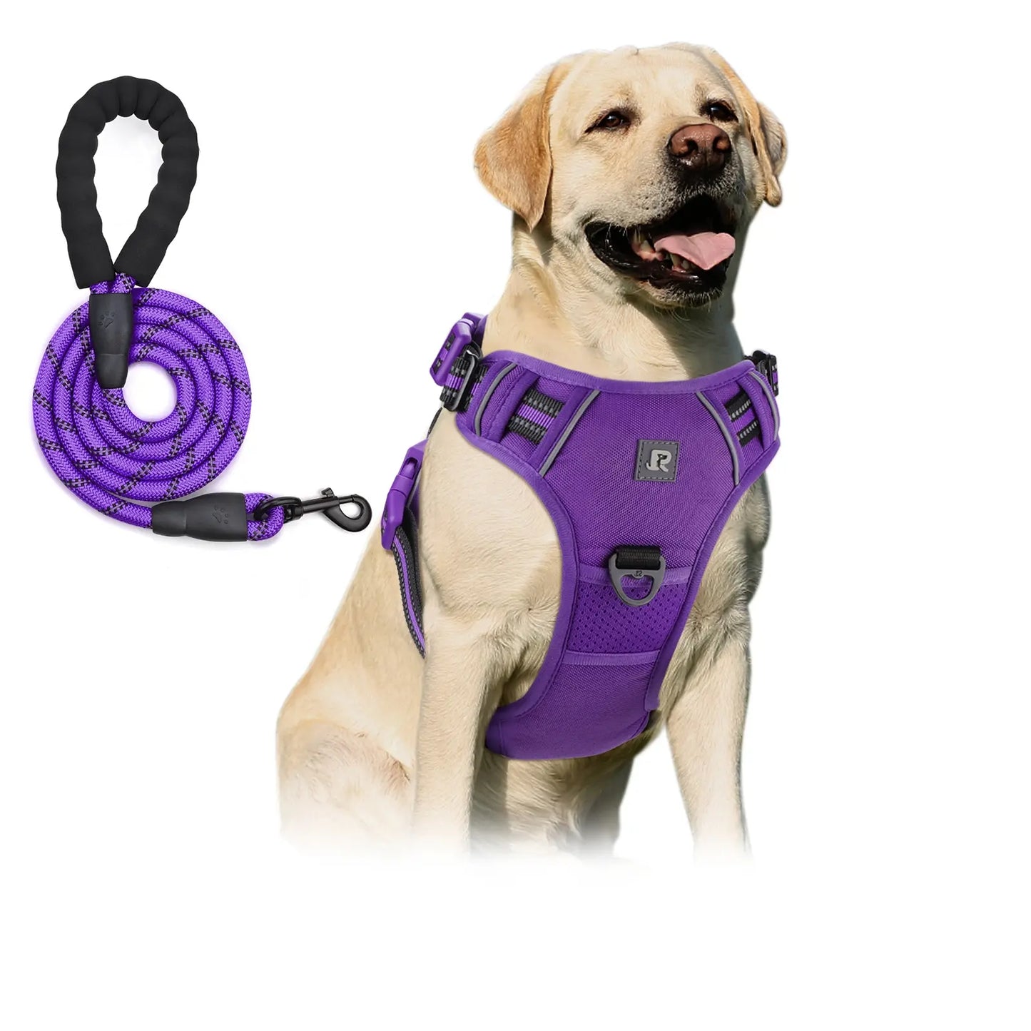 No-Pull Dog Harness and Leash Set (2 Pcs/Set), Leash Included, Reflective Adjustable Harness with Chest Strap and Handle, Escape-Proof Soft-Padded Pet Vest for Small to Large Dogs #GLOBAL PICKS