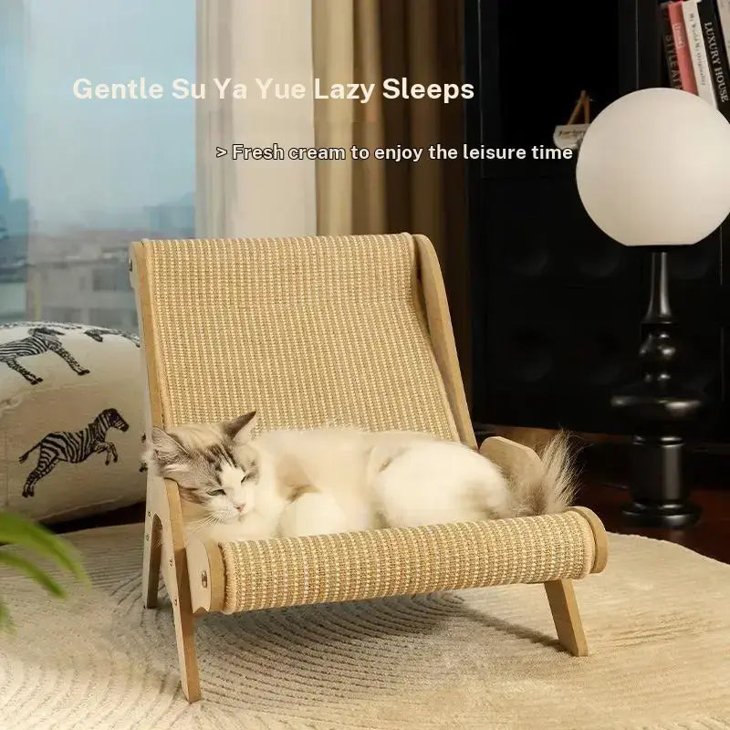 Multi-Functional Cat Scratching Board Rocker Bed, Natural Sisal Scratcher, Natural Jute Material for Scratching and Relaxing, Indoor/Outdoor Pet Furniture Durable Cat Scratching Post, Pet Toy & Bed, Self-Cleaning Kitty Lounge Chair, Ideal Gift for Cats