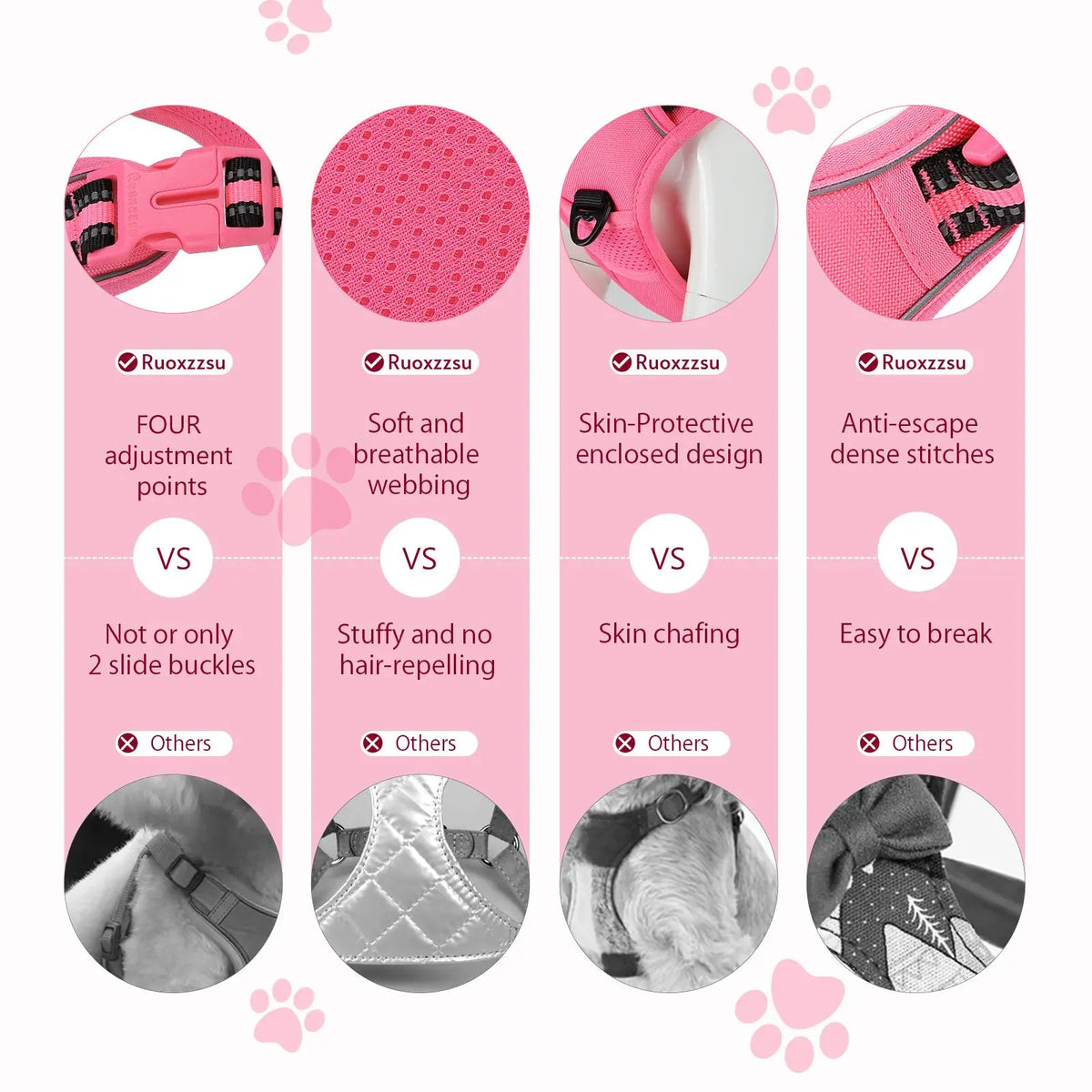 No-Pull Dog Harness and Leash Set (2 Pcs/Set), Leash Included, Reflective Adjustable Harness with Chest Strap and Handle, Escape-Proof Soft-Padded Pet Vest for Small to Large Dogs #GLOBAL PICKS