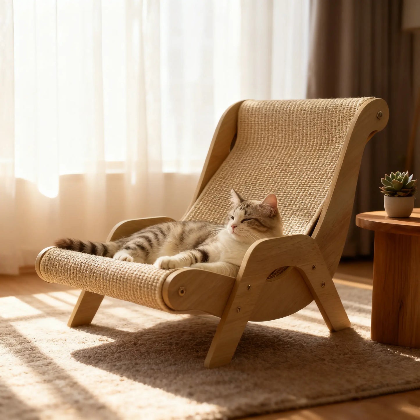 Multi-Functional Cat Scratching Board Rocker Bed, Natural Sisal Scratcher, Natural Jute Material for Scratching and Relaxing, Indoor/Outdoor Pet Furniture Durable Cat Scratching Post, Pet Toy & Bed, Self-Cleaning Kitty Lounge Chair, Ideal Gift for Cats