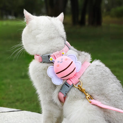 Ihubei Adorable Cat Bee Costume Adjustable Safety Harness & Leash Set - Anti-Escape, Soft Fabric, Lightweight, Sturdy Lock, Safe Walks for Small/Medium Cats, Rabbits (Leads & Harnesses), Set Includes