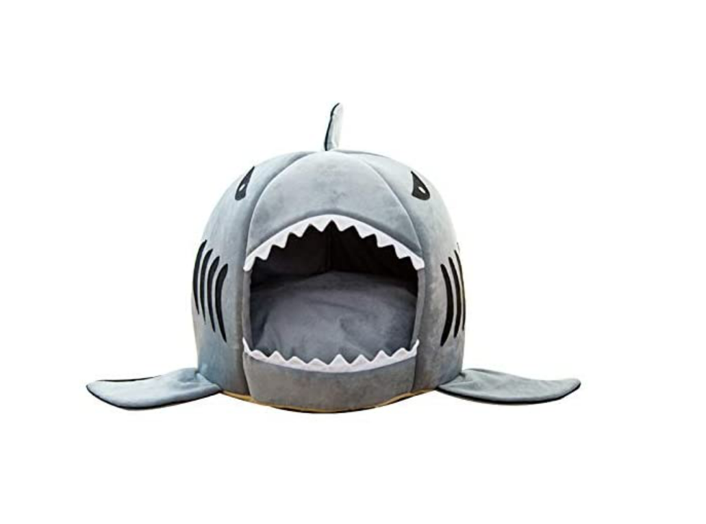 Shark Mouth Sleeping Bed for Small Cat or Dog Cave Bed with Removable Cushion
