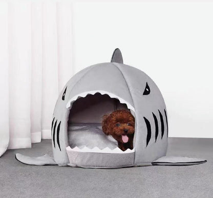 Shark Mouth Sleeping Bed for Small Cat or Dog Cave Bed with Removable Cushion