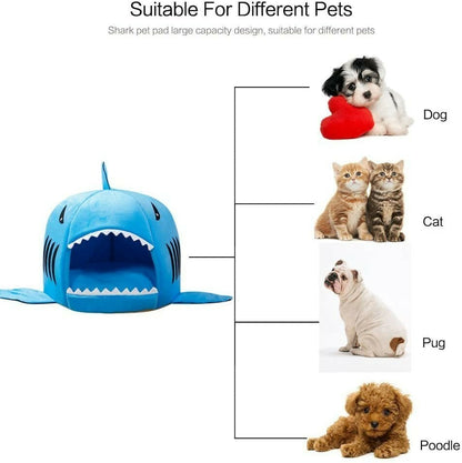 Shark Mouth Sleeping Bed for Small Cat or Dog Cave Bed with Removable Cushion
