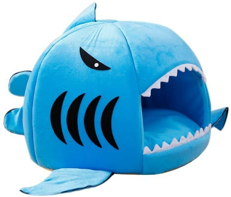 Shark Mouth Sleeping Bed for Small Cat or Dog Cave Bed with Removable Cushion