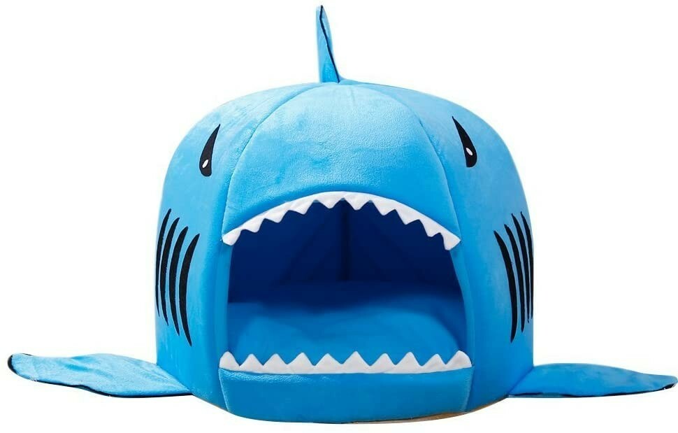 Shark Mouth Sleeping Bed for Small Cat or Dog Cave Bed with Removable Cushion