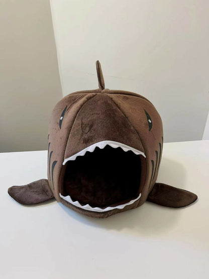 Shark Mouth Sleeping Bed for Small Cat or Dog Cave Bed with Removable Cushion
